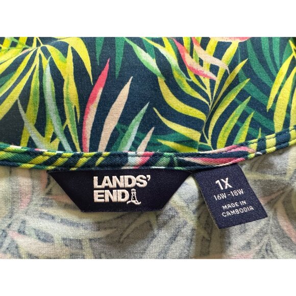 Lands End Maxi Tiered Dress 1X Stretch Cotton Modal Floral Washable NEW - Picture 12 of 14